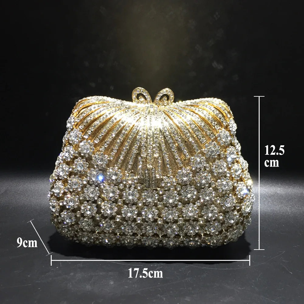 FLOWER  RHINESTONES CLUTCH BAG