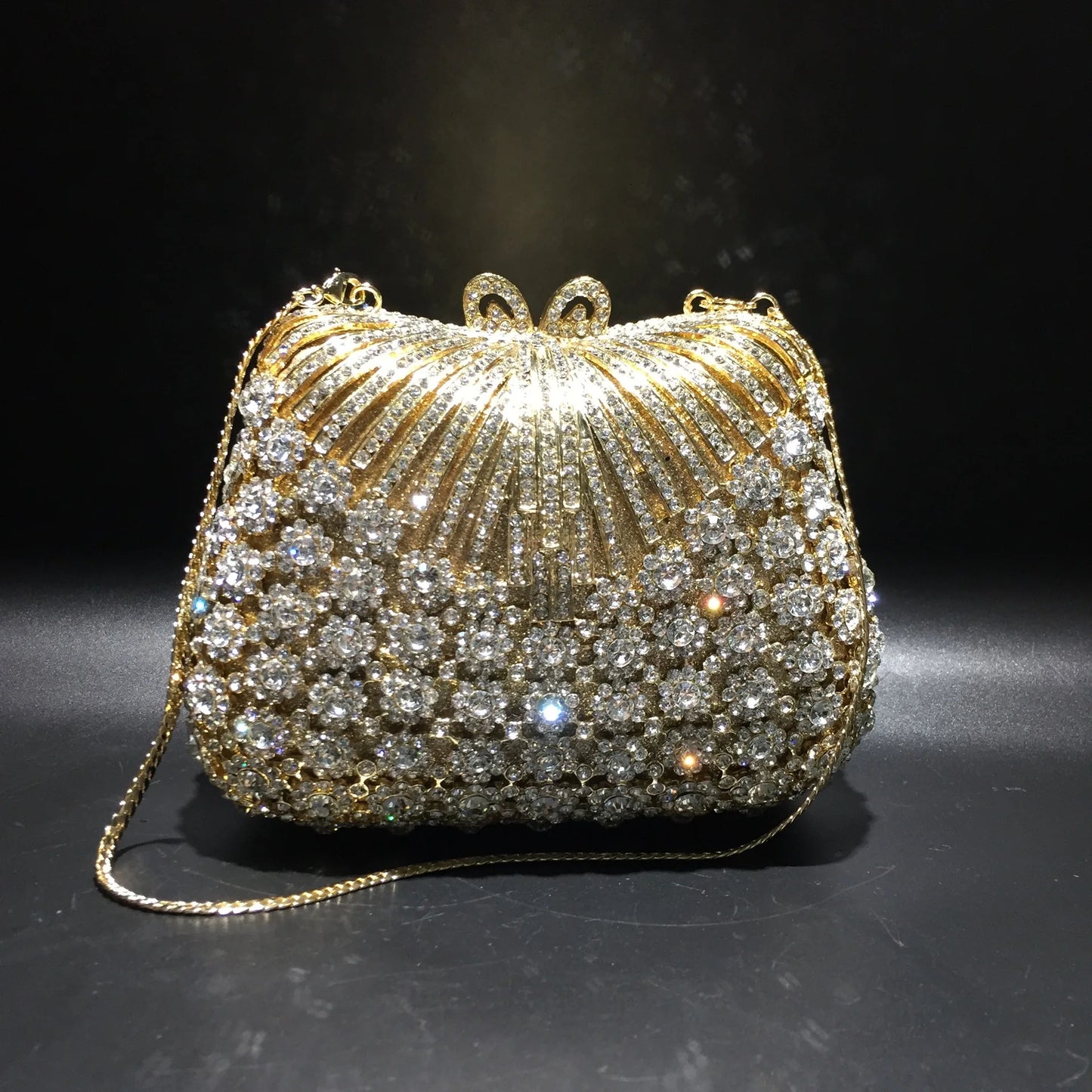 FLOWER  RHINESTONES CLUTCH BAG