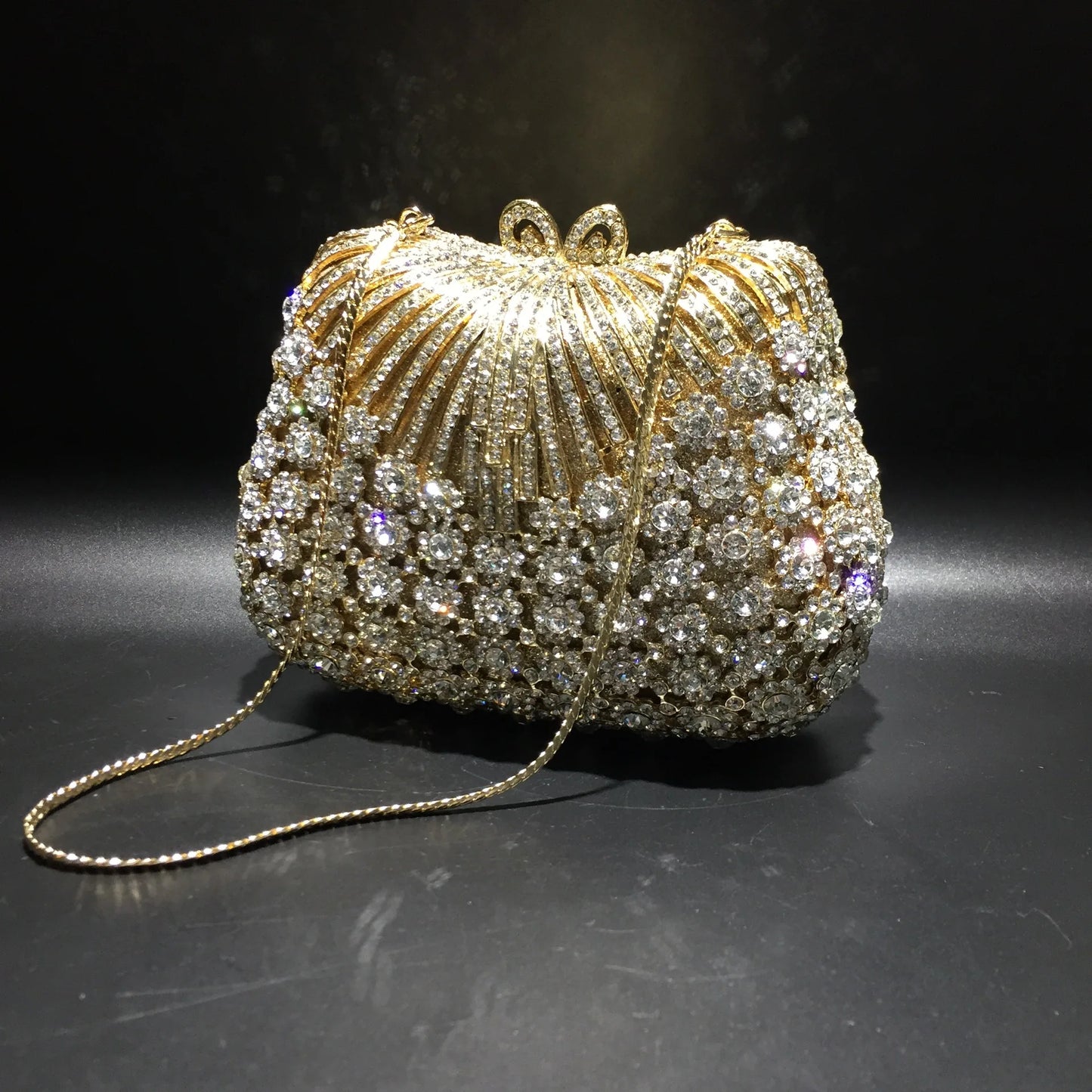 FLOWER  RHINESTONES CLUTCH BAG