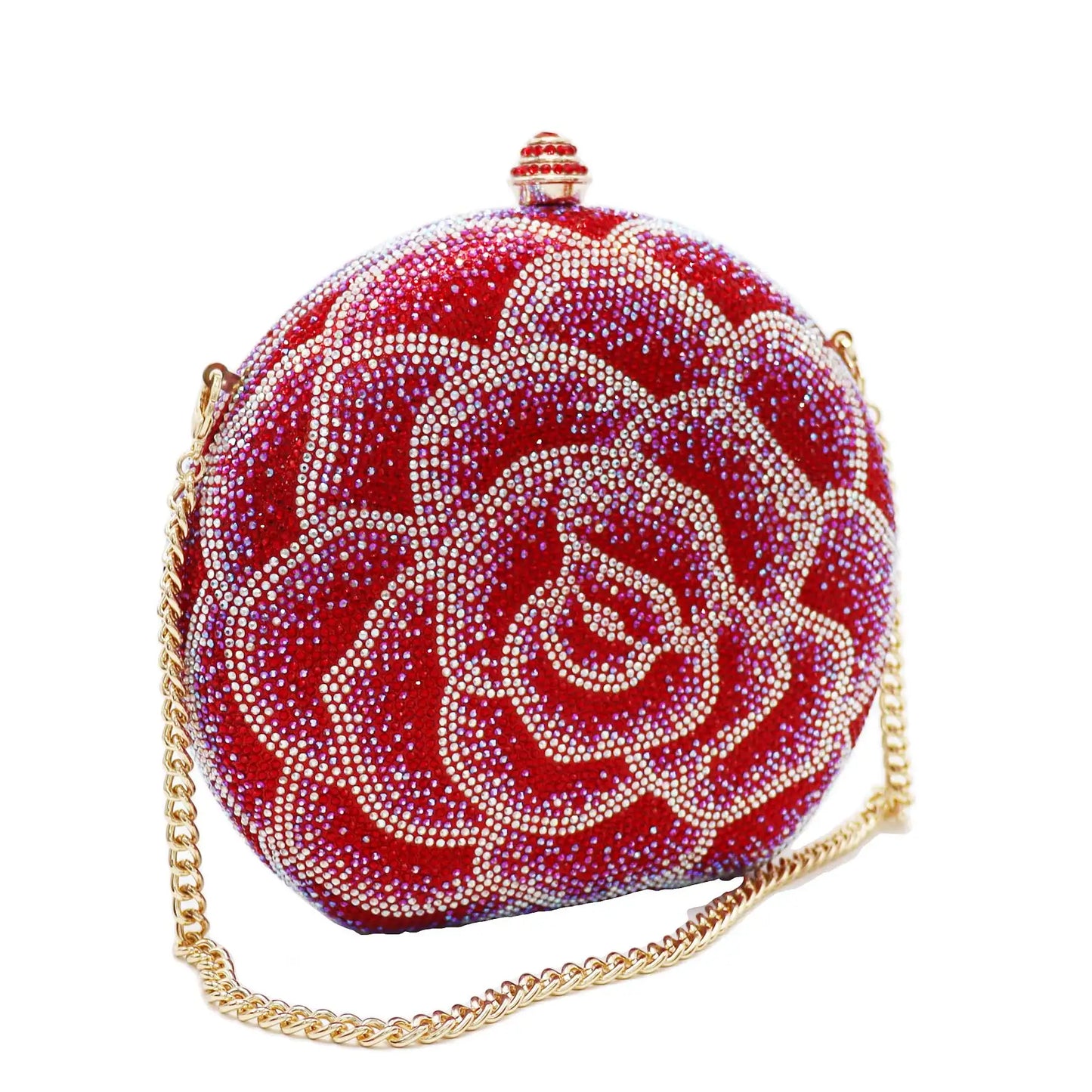 ROSE FLOWER CRYSTAL CLUTCH