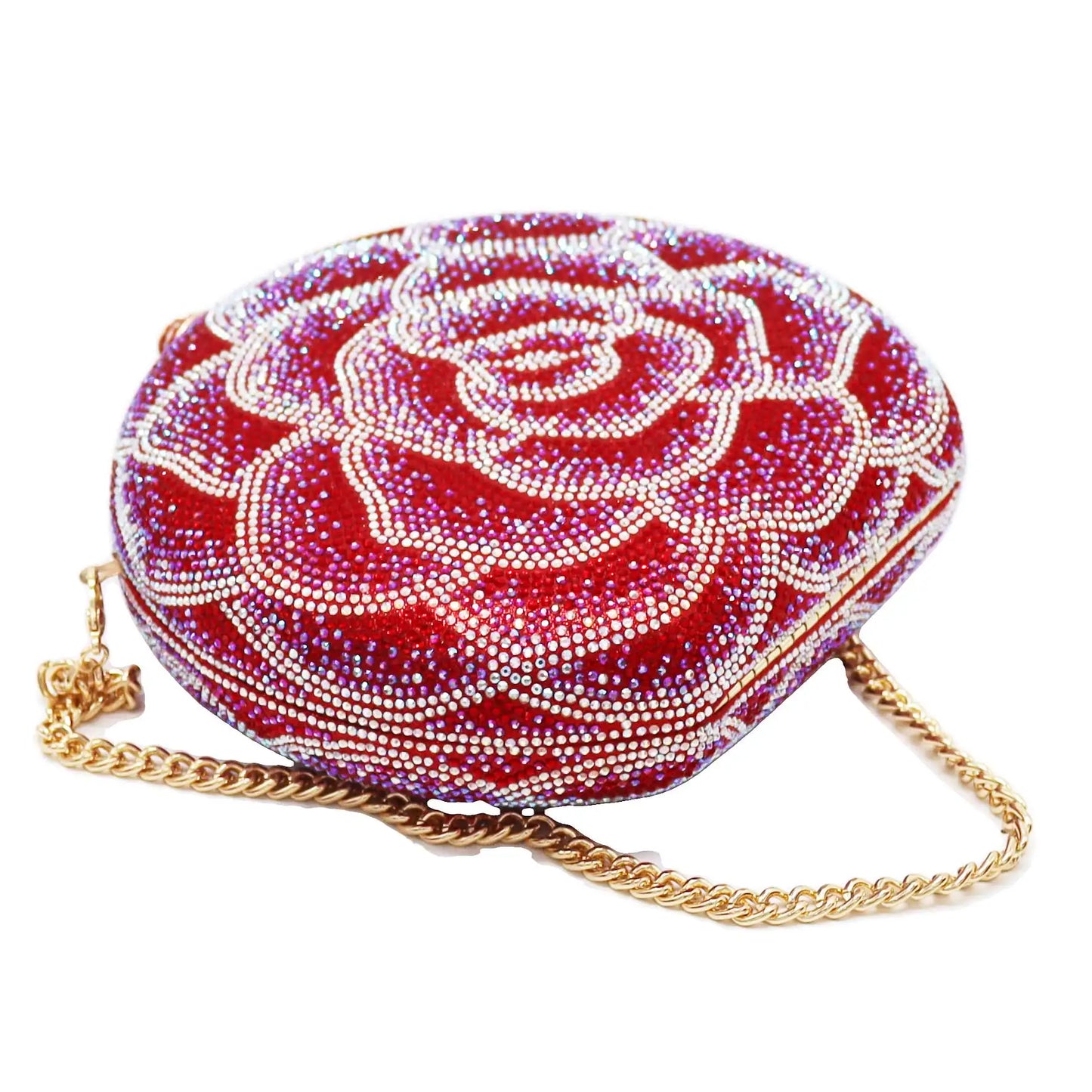 ROSE FLOWER CRYSTAL CLUTCH