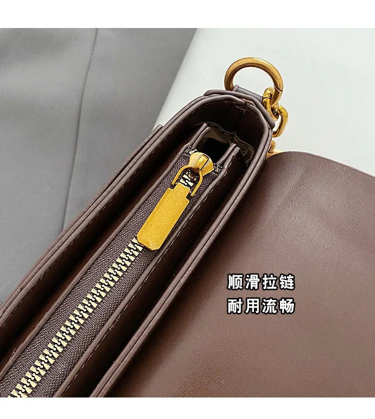 LOCK FLAP LEATHER BAG