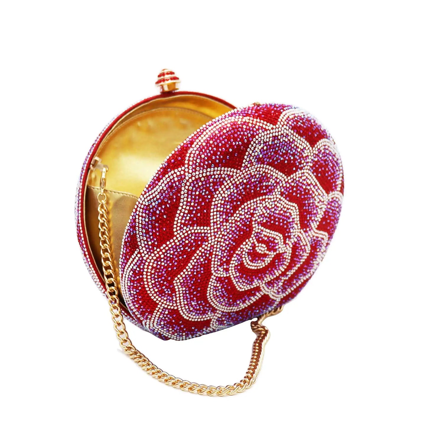 ROSE FLOWER CRYSTAL CLUTCH