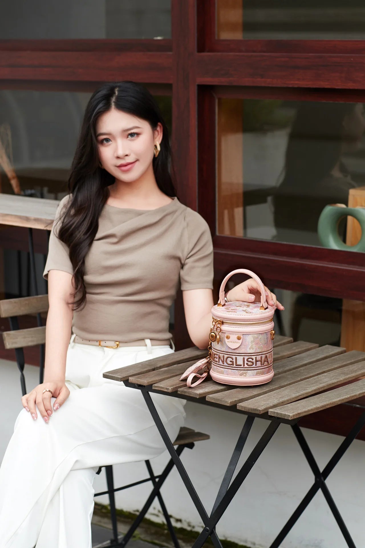 CHINESE STYLE  PINK EMBOSSED BAG