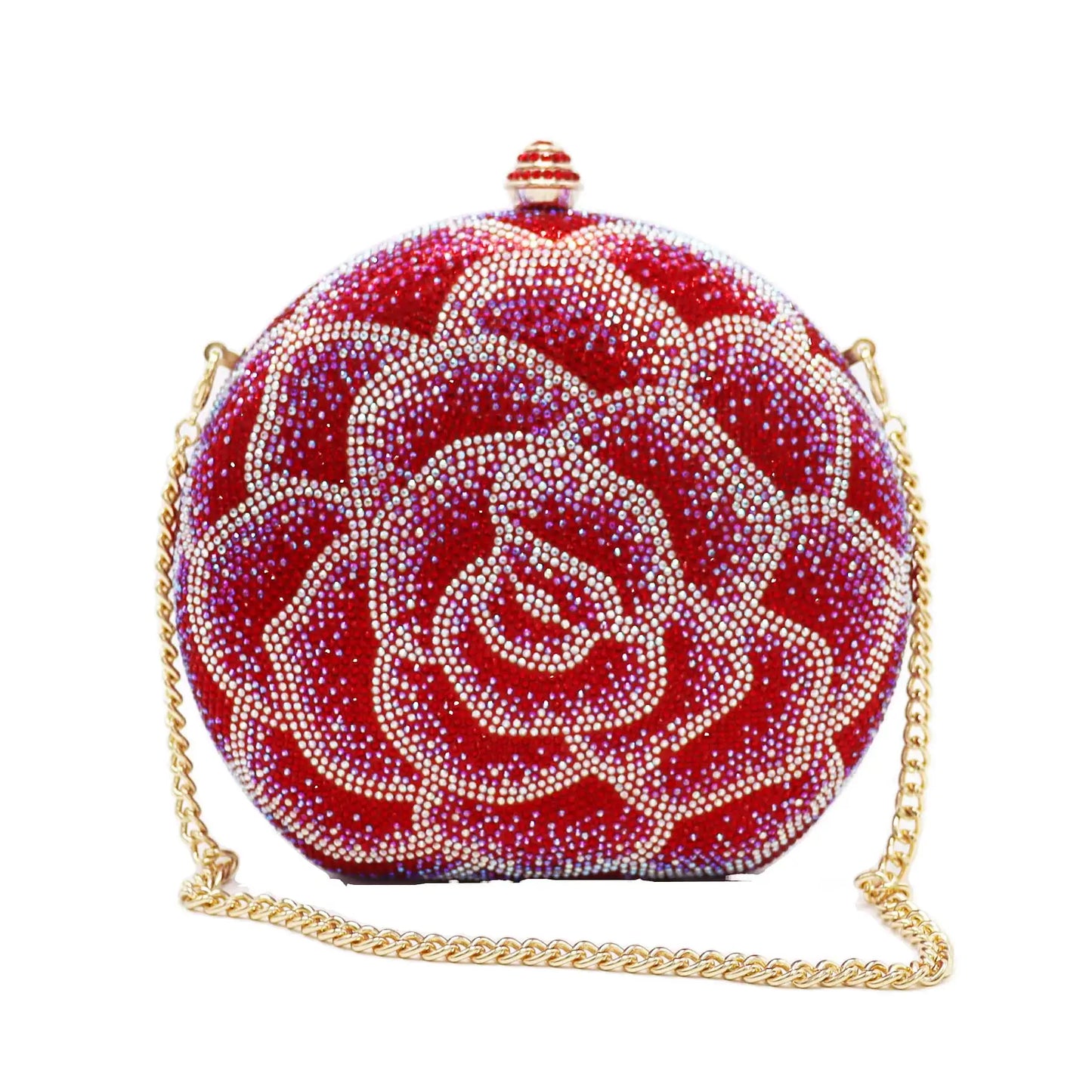 ROSE FLOWER CRYSTAL CLUTCH