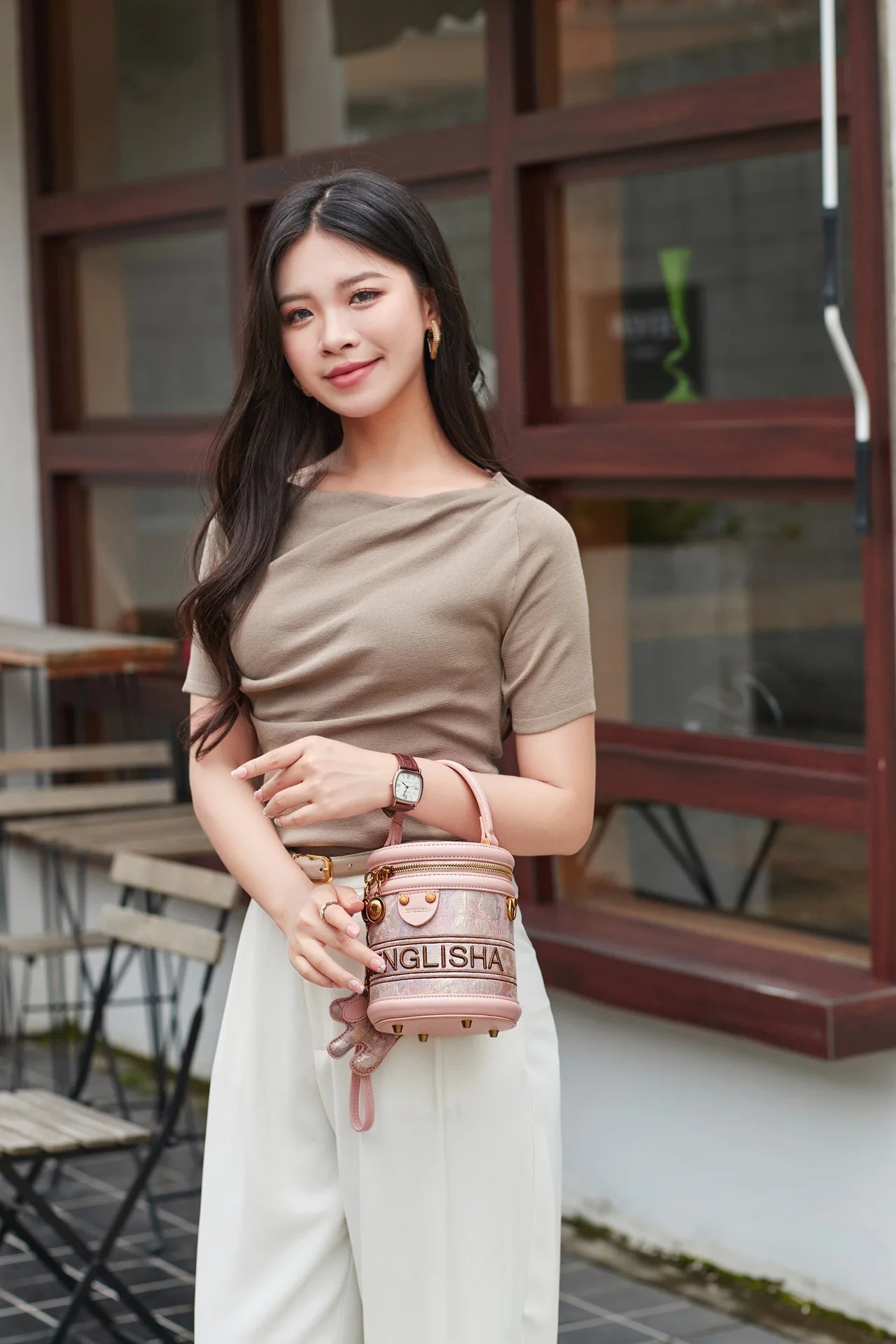 CHINESE STYLE  PINK EMBOSSED BAG