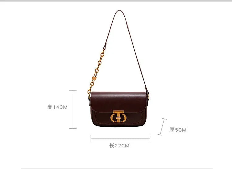 LOCK FLAP LEATHER BAG