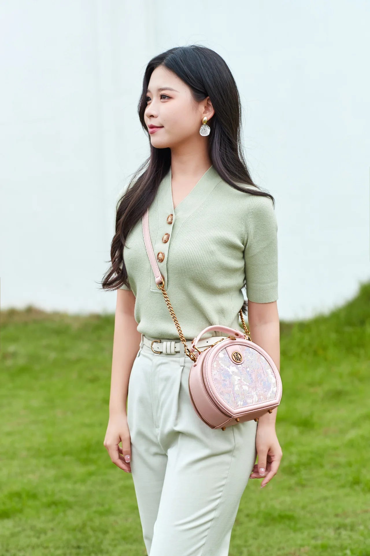 CHINESE STYLE  PINK EMBOSSED BAG