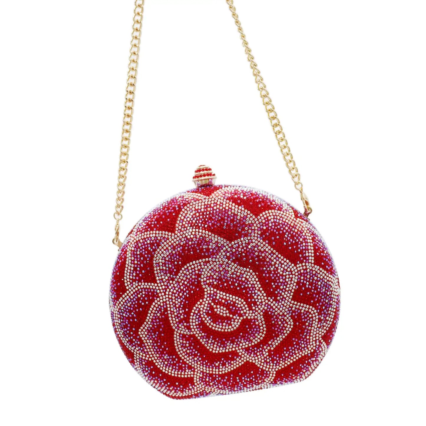 ROSE FLOWER CRYSTAL CLUTCH