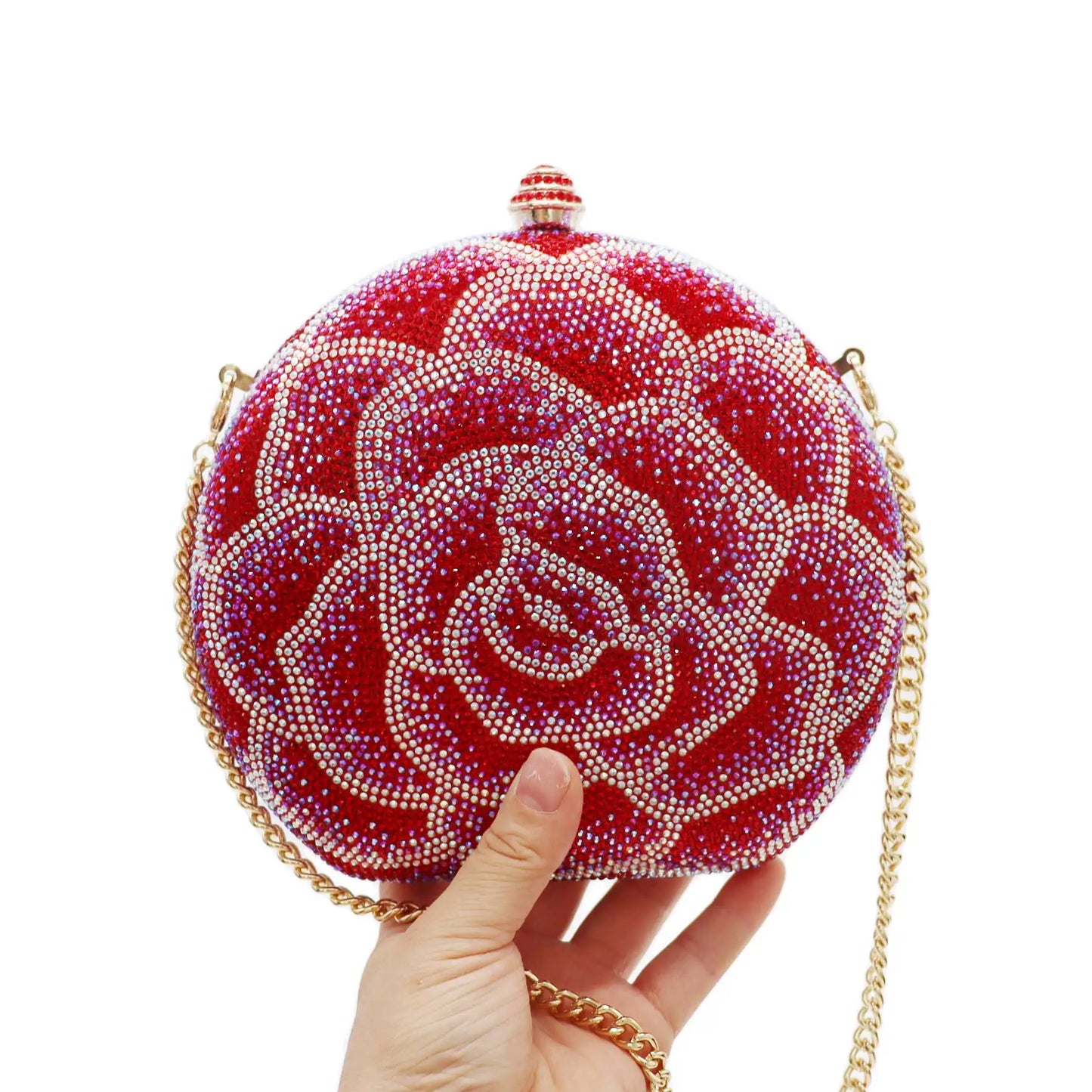 ROSE FLOWER CRYSTAL CLUTCH